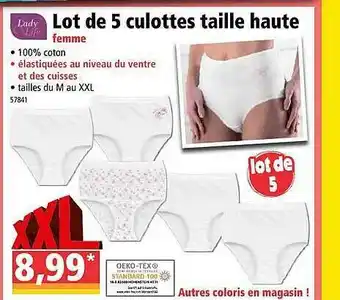 Norma Lot De 5 Culottes Taille Haute Femme offre