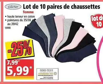 Norma Lot De 10 Paires De Chaussettes Femme ElleNor offre