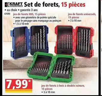 Norma Set De Forets, 15 Pièces Kraft Werkzeuge offre