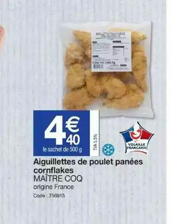 Promocash Aiguillettes De Poulet Panées Cornflakes Maître Coq offre
