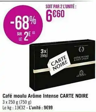 Spar Café Moulu Arôme Intense Carte Noire offre