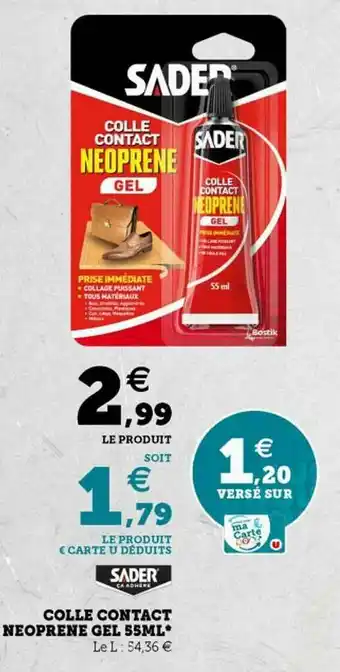 Super U Colle Contact Néoprène Gel 55ml Sader offre