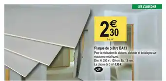 Tridôme Plaque De Plâtre Ba13 offre