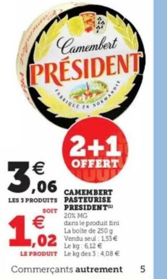 U Express Camembert Pasteurisé Président offre