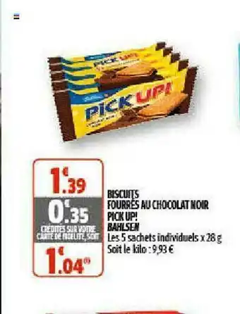 Coccinelle Supermarché Biscuits Fourrés Au Chocolat Noir Pick Up! Bahlsen offre