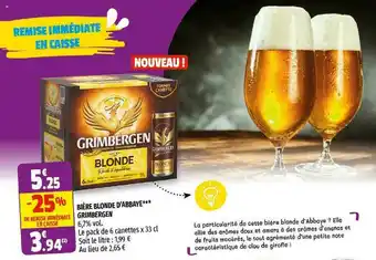 Coccinelle Supermarché Bière Blonde D'abbaye Grimbergen offre