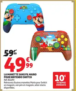 Auchan La manette sans fil mario pour nintendo switch offre