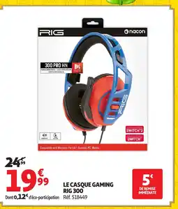 Auchan Le casque gaming rig 300 offre