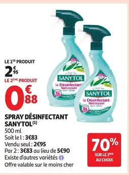 Auchan SANYTOL Spray désinfectant offre