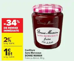 Carrefour BONNE MAMAN Confiture Sans Morceaux offre