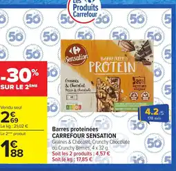 Carrefour CARREFOUR SENSATION Barres proteinées offre