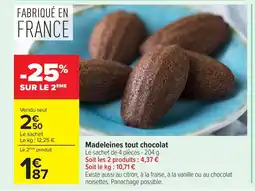 Carrefour Madeleines tout chocolat offre