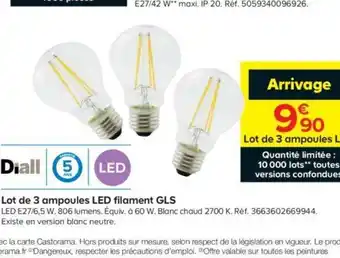 Castorama Lot de 3 ampoules led filament gls offre