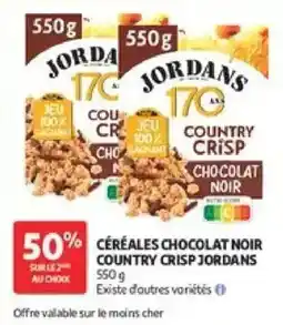 Auchan Jordans céréales chocolat noir country crisp offre