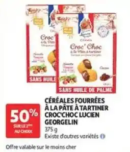 Auchan Lucien georgelin céréales fourrées à la pâte à tartiner crocchoc offre