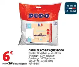 Auchan DODO OREILLER ÉCO'BAS IQUES offre