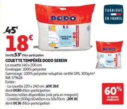 Auchan DODO Couette tempérée offre