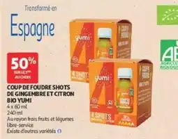 Auchan YUMI Coup de foudre shots de gingembre et citron offre