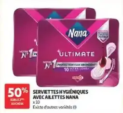 Auchan Nana Serviettes hygiéniques avec ailettes offre