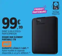 E.Leclerc WD Disque dur élément portable 1TB offre