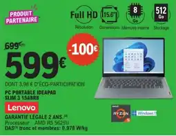 E.Leclerc Lenovo PC PORTABLE IDEAPAD SLIM 3 15ABR8 offre