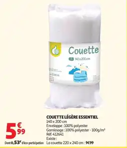 Auchan Couette Légère Essentiel offre