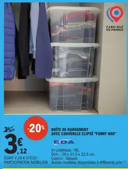 E.Leclerc EDA BOÎTE DE RANGEMENT AVEC COUVERCLE CLIPSÉ "FUNNY BOX" offre