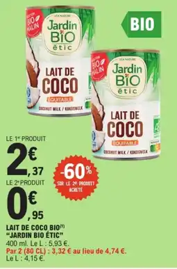 E.Leclerc Jardin Bio Étic Lait de Coco offre