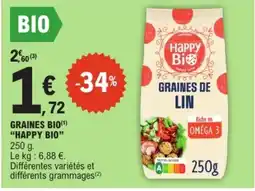 E.Leclerc HAPPY BIO GRAINES DE LIN offre