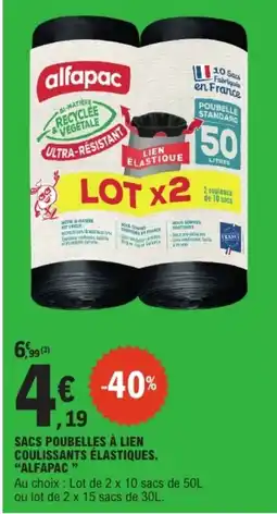 E.Leclerc alfapac SACS POUBELLES À LIEN COULISSANTS ÉLASTIQUES offre