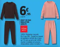 E.Leclerc Tissaia Basics Haut ou bas molleton adulte offre