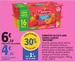 E.Leclerc Materne Compotes en pots offre