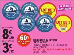 E.Leclerc Petit Navire Thon entier au naturel offre