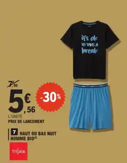 E.Leclerc Tissaia Haut ou bas nuit homme bio offre