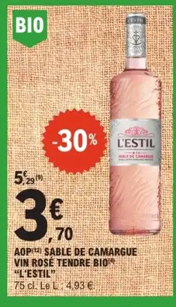 E.Leclerc L'ESTIL VIN ROSÉ TENDRE BIO offre