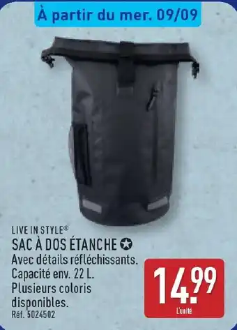 LIVE IN STYLE SAC À DOS ÉTANCHE