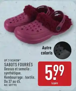 ALDI UP 2 FASHION SABOTS FOURRÉS offre