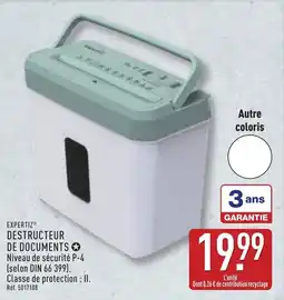 ALDI EXPERTIZ Destructeur de documents offre