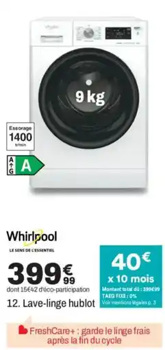 BUT Whirlpool Lave-linge hublot offre