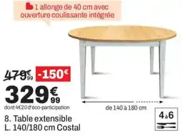 BUT Costal Table extensible L. 140/180 cm offre