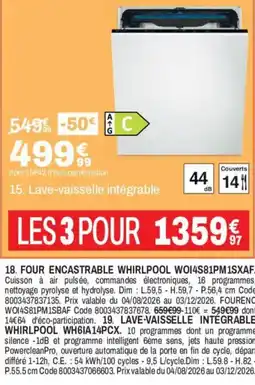 BUT WHIRLPOOL Lave-vaisselle intégrable offre