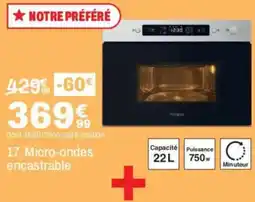BUT Whirlpool Micro-ondes encastrable offre