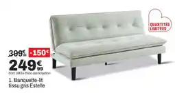 BUT Estelle Banquette-lit tissu gris offre