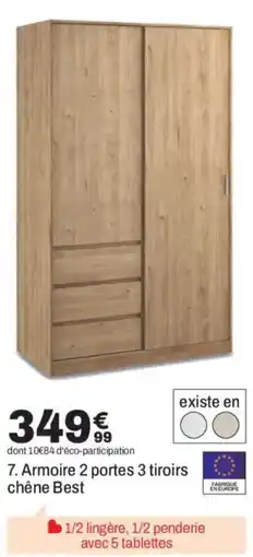 BUT Best Armoire 2 portes 3 tiroirs chêne offre