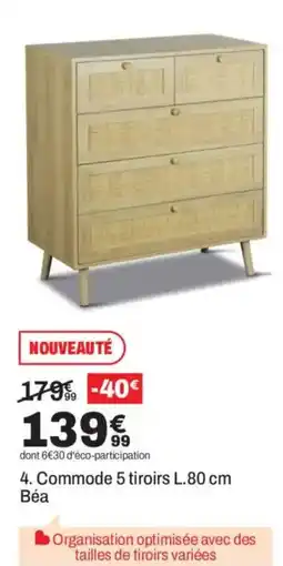 BUT Béa Commode 5 tiroirs L.80 cm offre