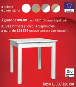 BUT Table L. 80 / 120 cm offre