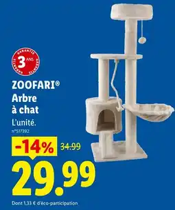 Lidl ZOOFAIR Arbre à chat offre