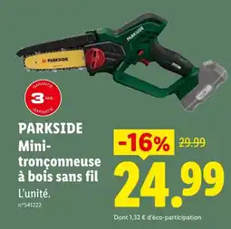 Lidl PARKSIDE Mini-tronçonneuse à bois sans fil offre
