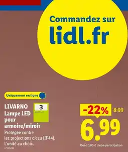 Lidl Livarno lampe led pour armoire miroir offre