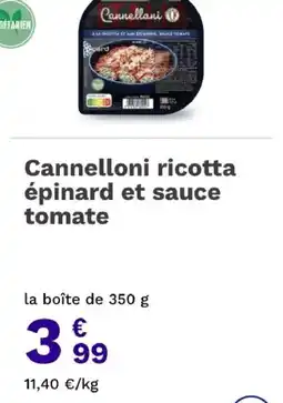 Picard Cannellani Cannelloni ricotta épinard et sauce tomate offre